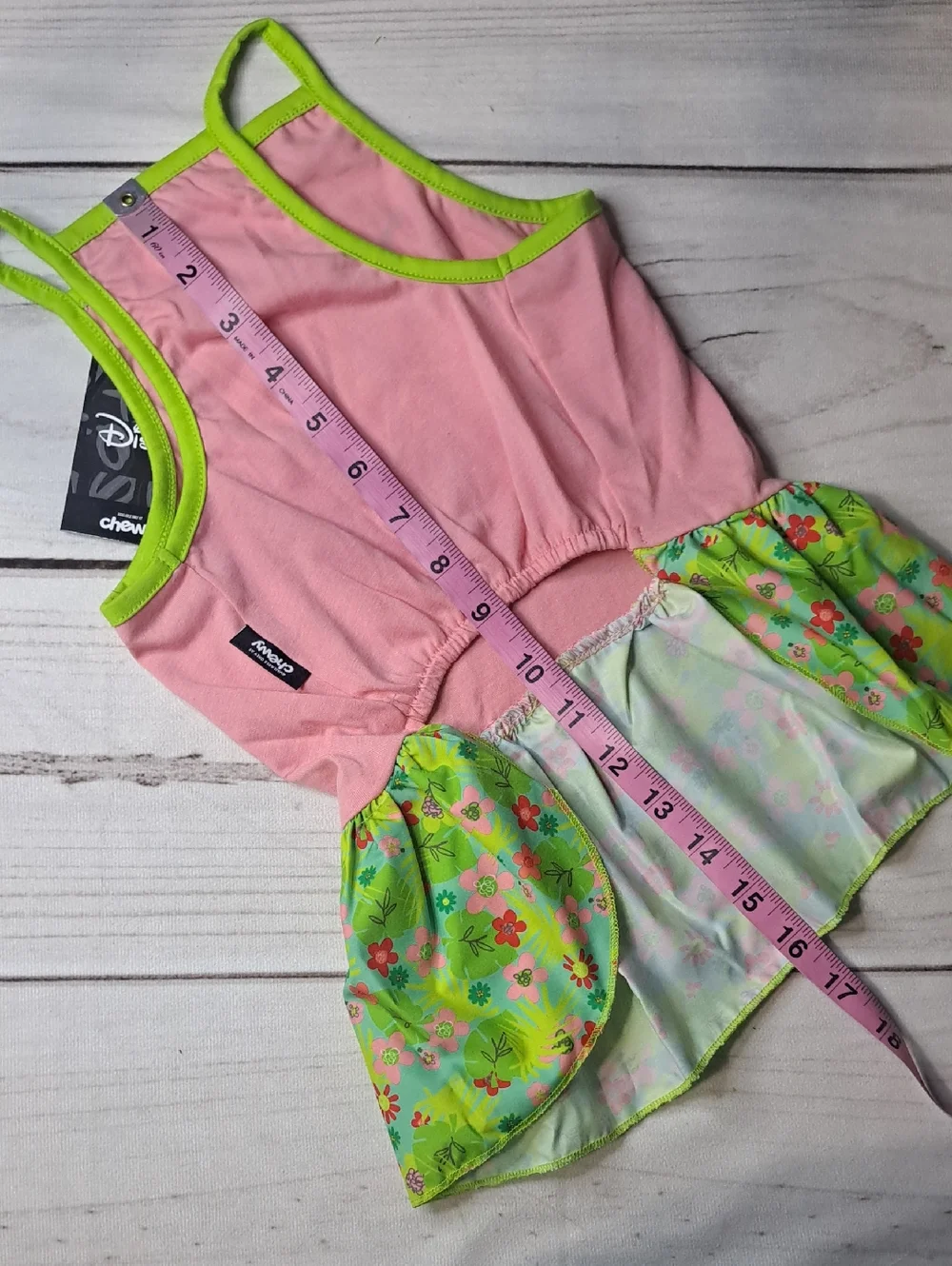 Disney Chewy Collab Pink & Lime Minnie Floral Tank Dress Size Large